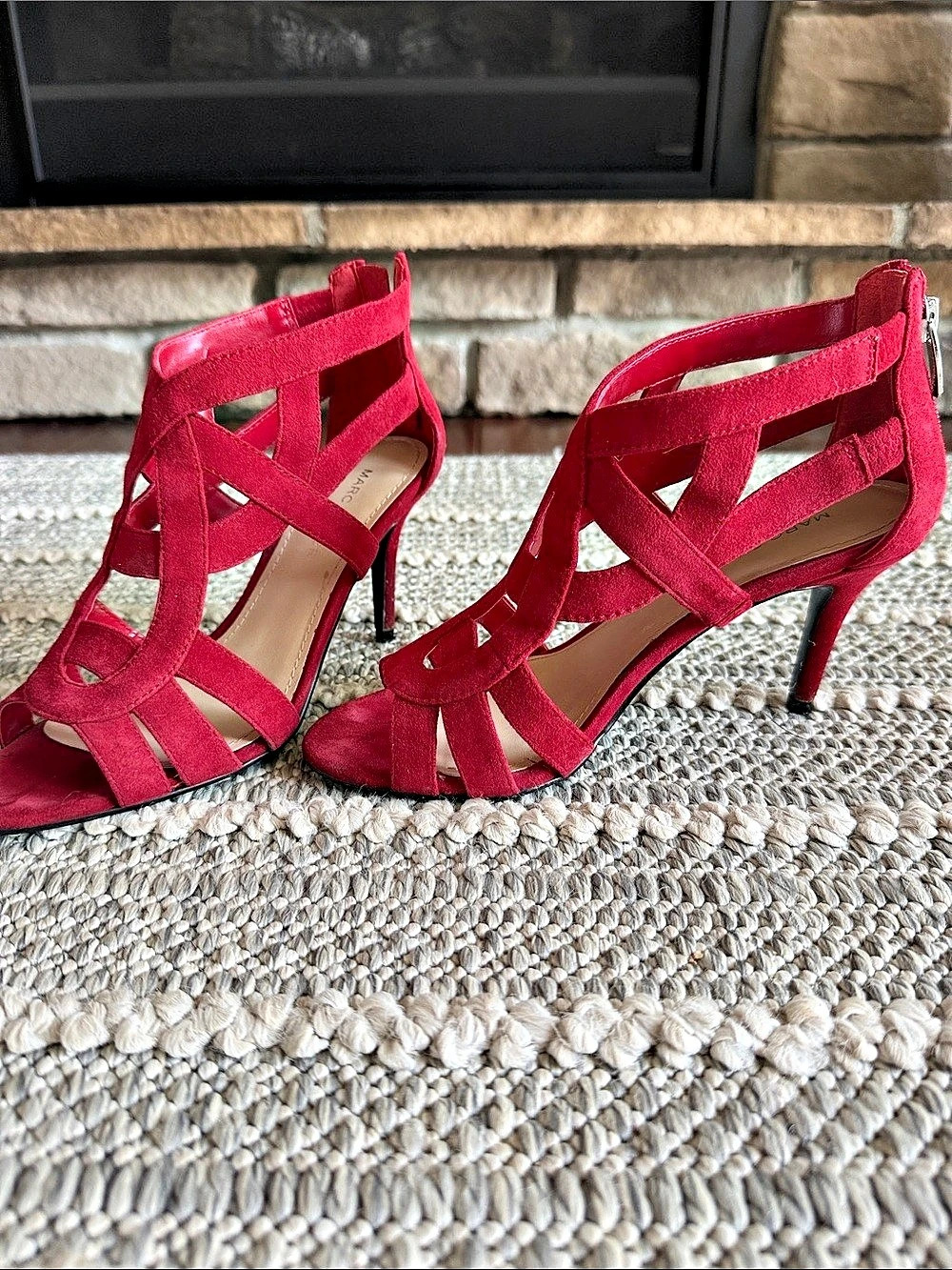 Marc Fisher Red Strappy Ankle Strap Heels